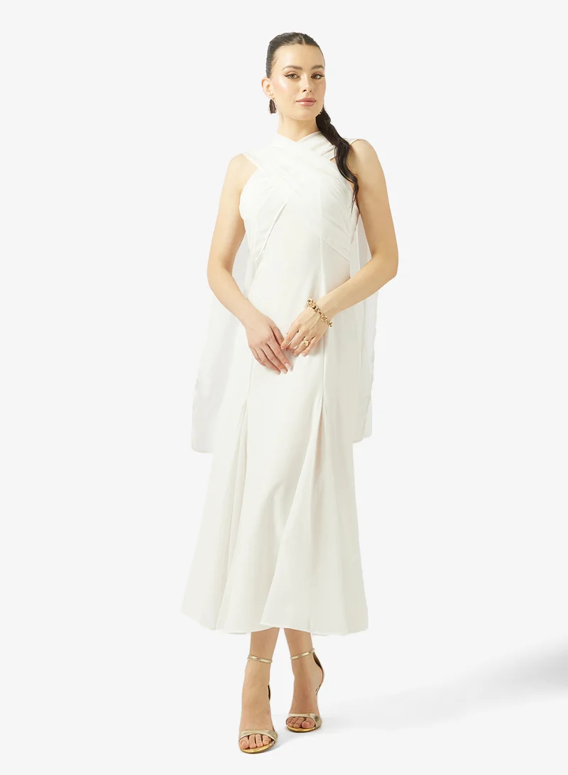 جينجر Draped Dress with Multi Way Trail